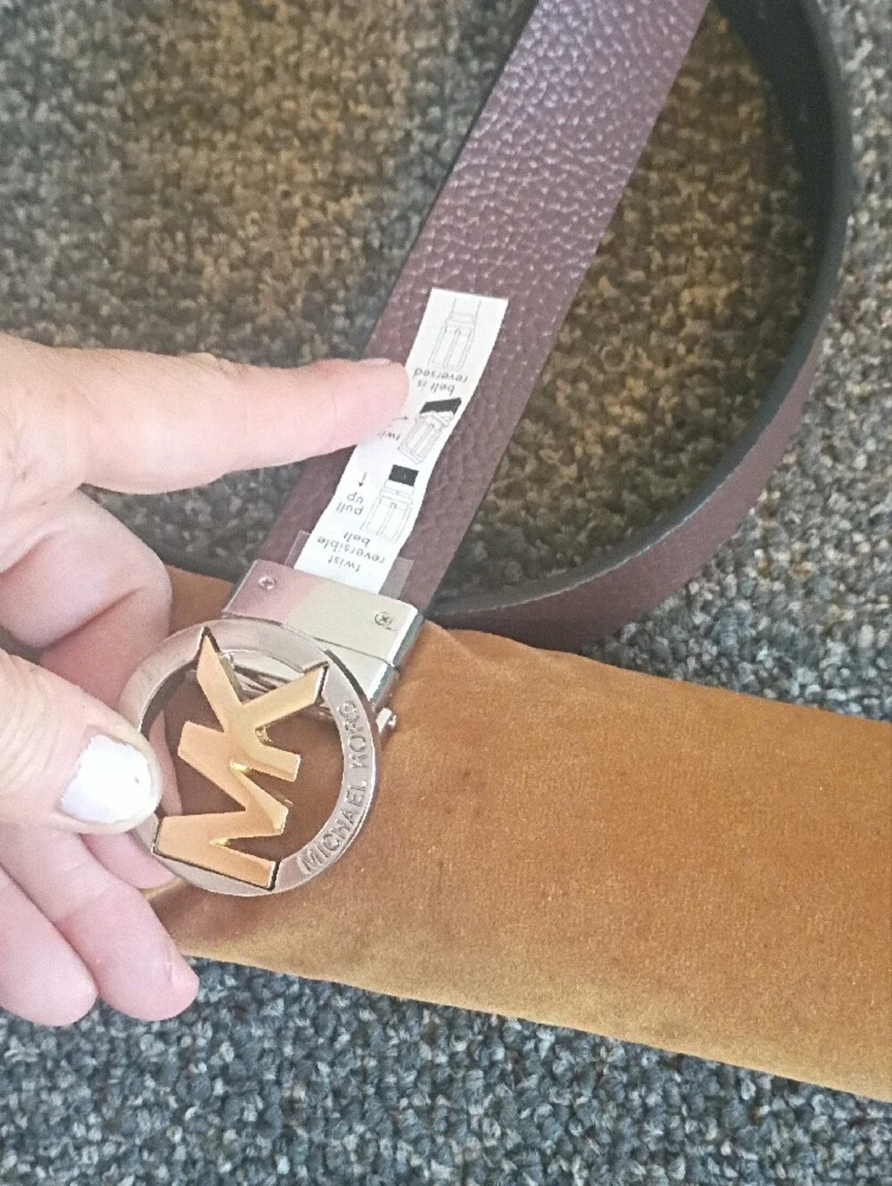 Michael Kors Reversible Women's Belt in Black and Brown with MK Logo Buckle